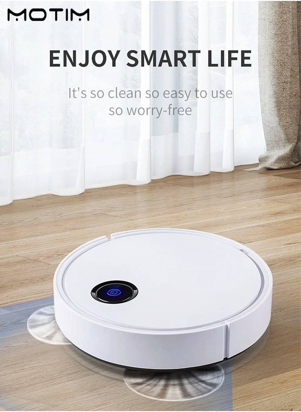 Robot Vacuum Cleaner with Mop, One Touch Start, Long Lasting Strong Suction, Bilateral Brush, No-Go&No-Mop Zones, 90mins Runtime, 200ML Dust Box, 3000MAH-1