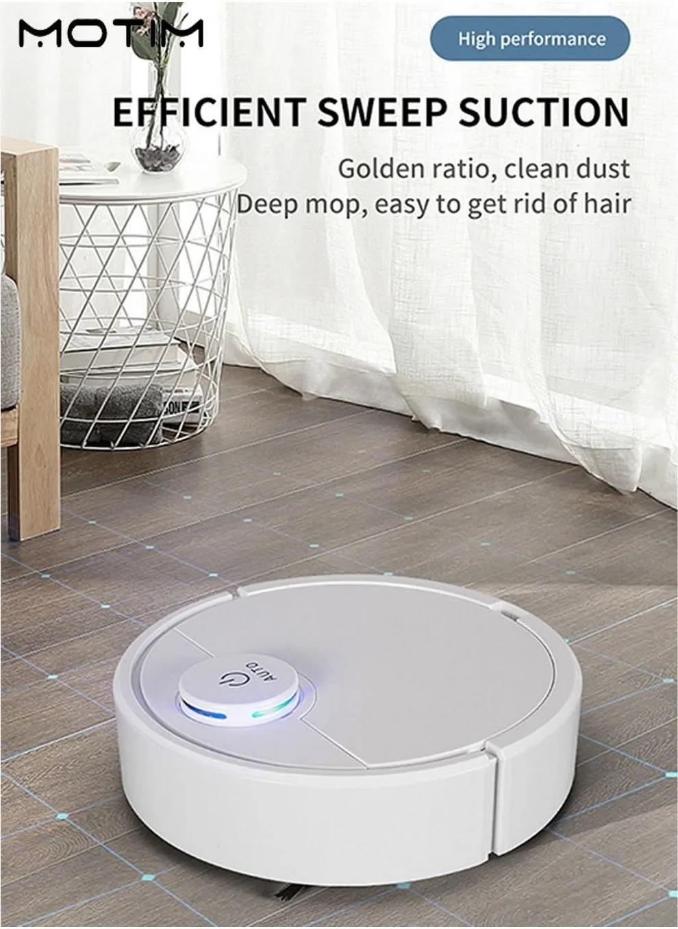 Robot Vacuum Cleaner with Mop, One Touch Start, Long Lasting Strong Suction, Bilateral Brush, No-Go&No-Mop Zones, 90mins Runtime, 200ML Dust Box, 3000MAH-2