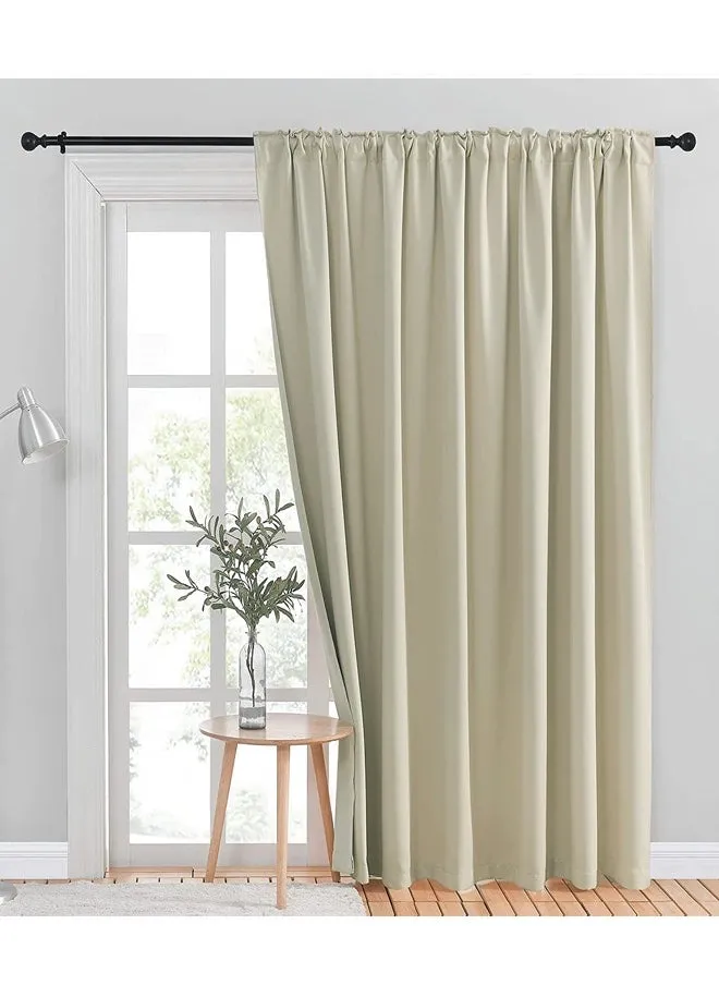 Room Divider Blackout Thermal Insulated Wide Curtain for Bedroom Dining Studio Office Beige 200x240cm-1