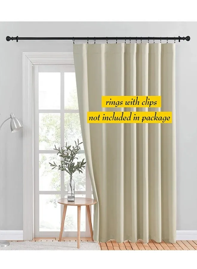 Room Divider Blackout Thermal Insulated Wide Curtain for Bedroom Dining Studio Office Beige 200x240cm-2