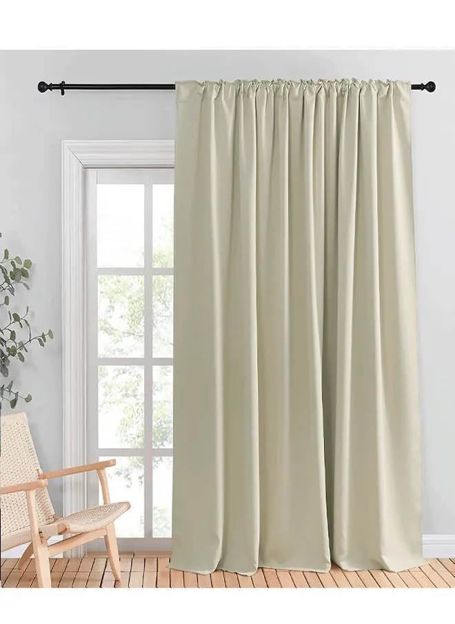 Room Divider Blackout Thermal Insulated Wide Curtain for Bedroom Dining Studio Office Beige 200x270cm-1