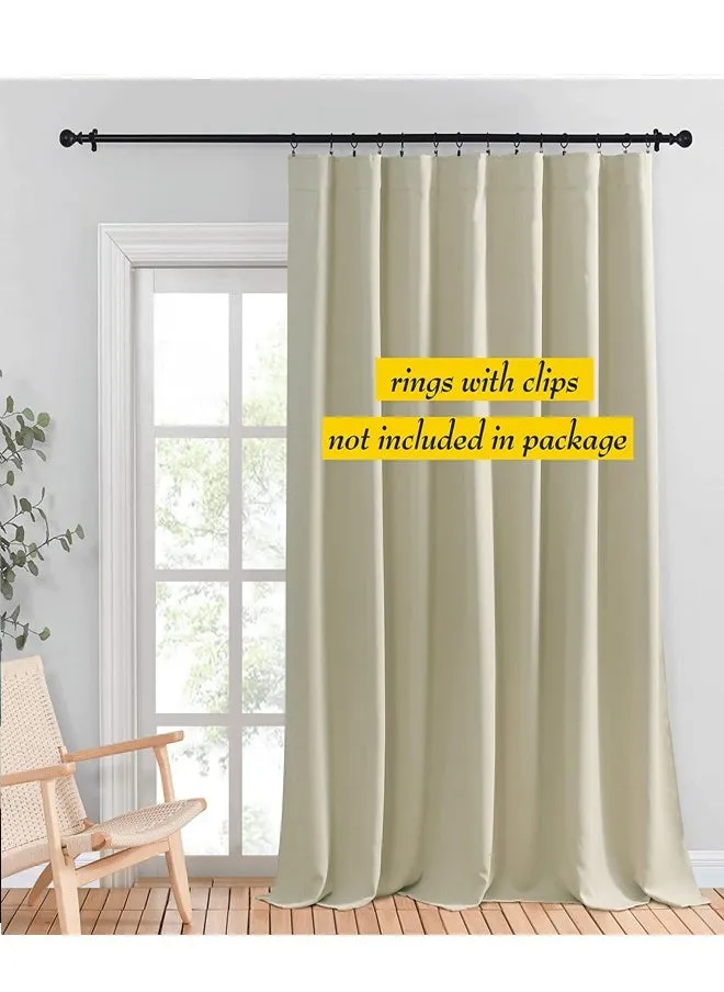 Room Divider Blackout Thermal Insulated Wide Curtain for Bedroom Dining Studio Office Beige 200x270cm-2