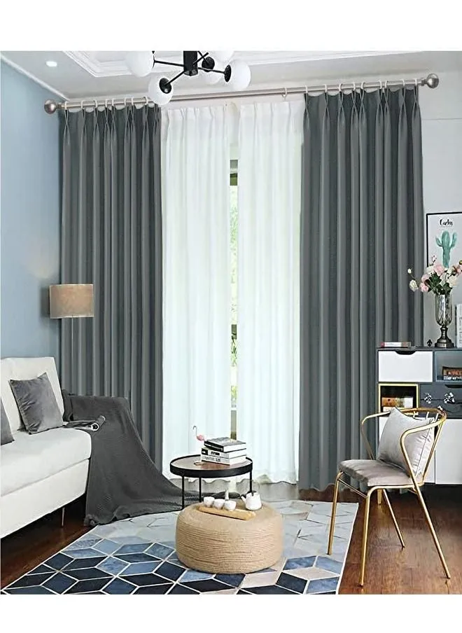 Room Divider Blackout Thermal Insulated Wide Curtain for Bedroom Dining Studio Office Grey 200x270cm-2