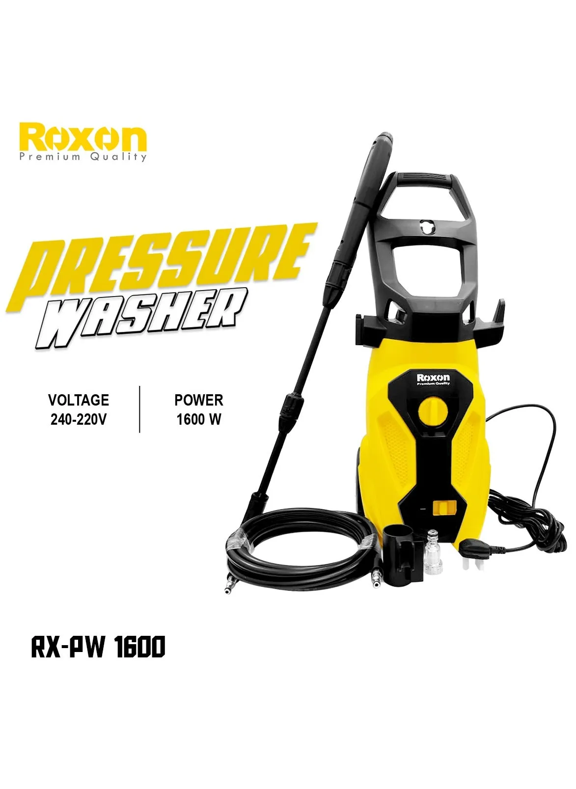 Roxon 130 بار 1600 واط ارتفاع ضغط آلة غسل سيارات منظف السيارة غسالة آلة تنظيف عالية الكفاءة 6 لتر / دقيقة 220-240 فولت RX-PW1600-1