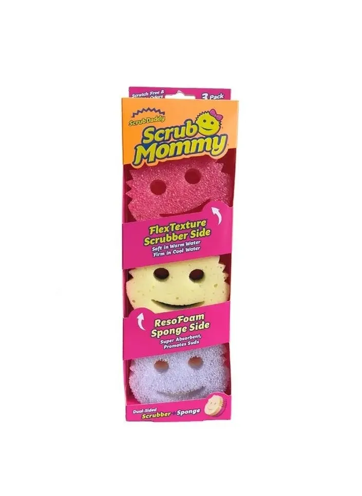 مجموعة إسفنجة Scrub Daddy Scrub Mommy من الإسفنج الخالي من الخدش للأطباق والمنزل، مقاومة للرائحة، ناعمة في الماء الدافئ، ثابتة في البرد، تنظيف عميق، آمنة للاستخدام في غسالة الأطباق، متعددة الاستخدامات، عملية، مريحة، 3 قيراط-1