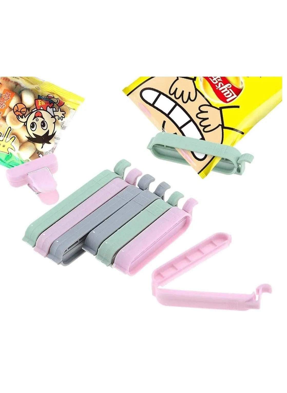 Sealing Clips, 12 Pcs Food Clips Plastic Bag Clip Clamp Sealer for Kitchen, Snack Crisp Packet Clip, Fresh Storage Sealer, Colorful-1