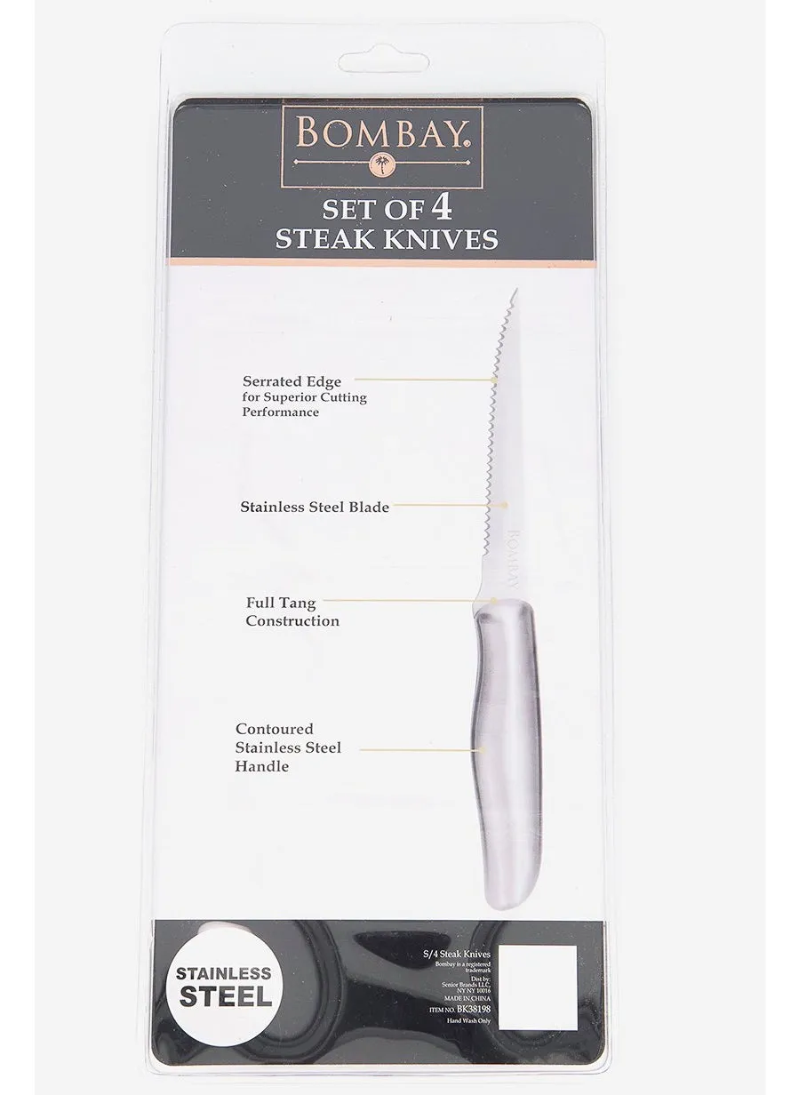 Set of 4 Steak Knives, Silver-2