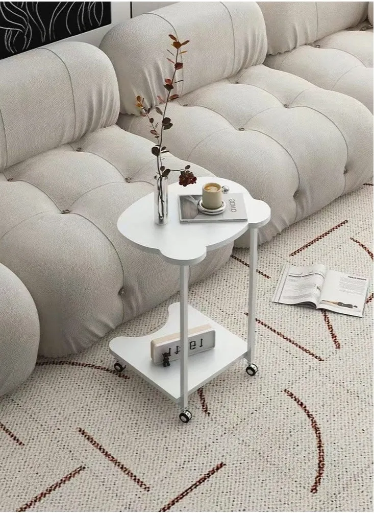 Side Table C Shaped Sofa End Table Under with Storage Shelves for Couch Sofa and Bed Desktop C Table on Wheels for Living Room Bedroom-1