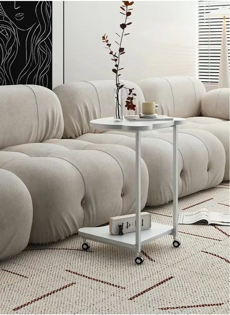 Side Table C Shaped Sofa End Table Under with Storage Shelves for Couch Sofa and Bed Desktop C Table on Wheels for Living Room Bedroom-2