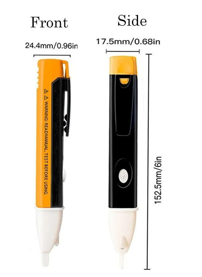 قلم الجهد الذكي غير المتصل ، جهاز اختبار الجهد والصافرة المسموعة ووميض LED ، نطاق كشف الجهد من 90 فولت إلى 1000 فولت تيار متردد أصفر-2