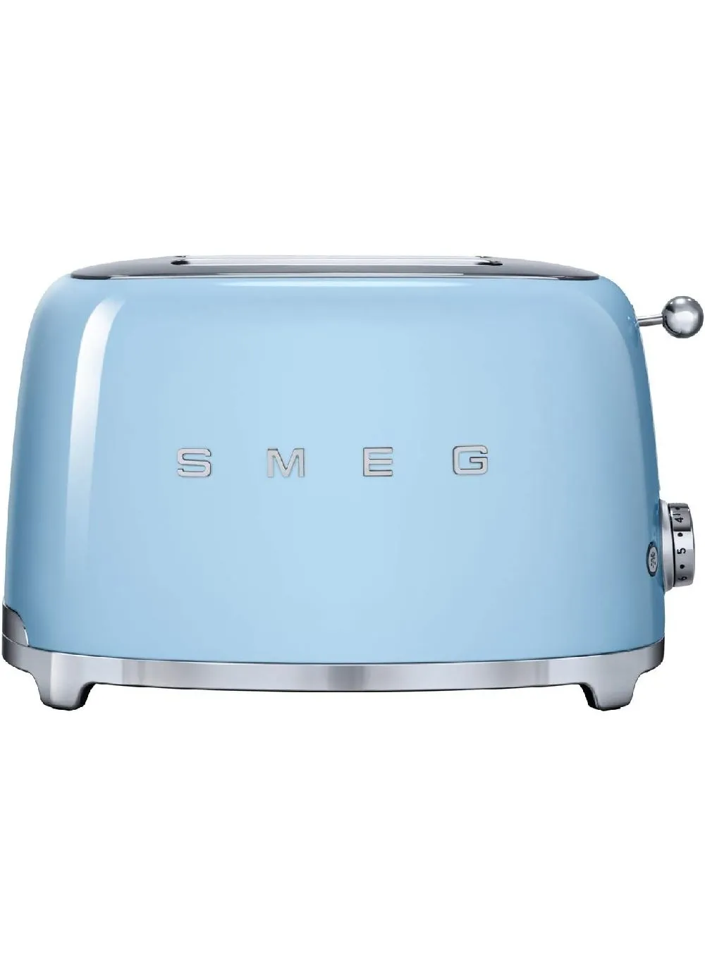 محمصة خبز Smeg TSF01PBUK، طراز ريترو 50's، 2 شريحة، 6 مستويات للتحمير، فتحات خبز واسعة، وظائف إزالة التجمد وإعادة التسخين، صينية فتات قابلة للإزالة، أزرق فاتح، ضمان لمدة سنة واحدة 100 W TSF01PBUK-1