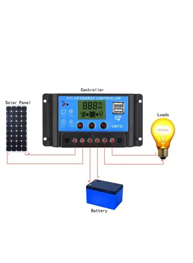 وحدة تحكم في الشحن تعمل بالطاقة الشمسية مزودة بشاشة LCD بقدرة 12 فولت/24 فولت الأسود / الأزرق 13x2.5x6.8Ø³Ù†ØªÙŠÙ…ØªØ±-2