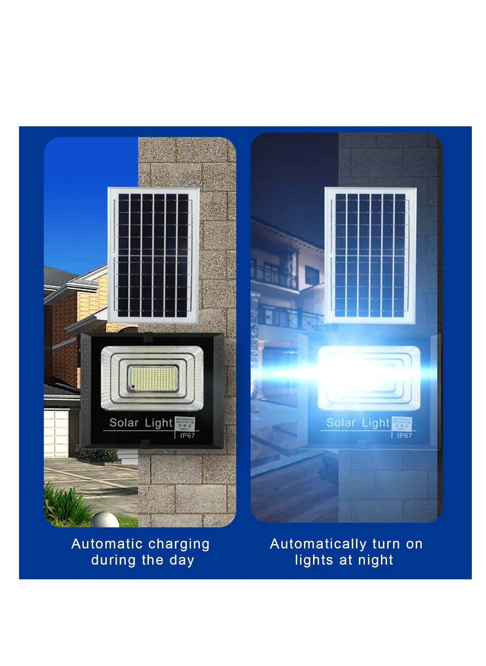 ضوء فيضانات LED يعمل بالطاقة الشمسية عن بعد، مقاوم للماء مع شاحن، ضوء داخلي/خارجي ضوء شمسي حديقة إضاءة الشوارع 500 وات ضوء شمسي (أسود)-2