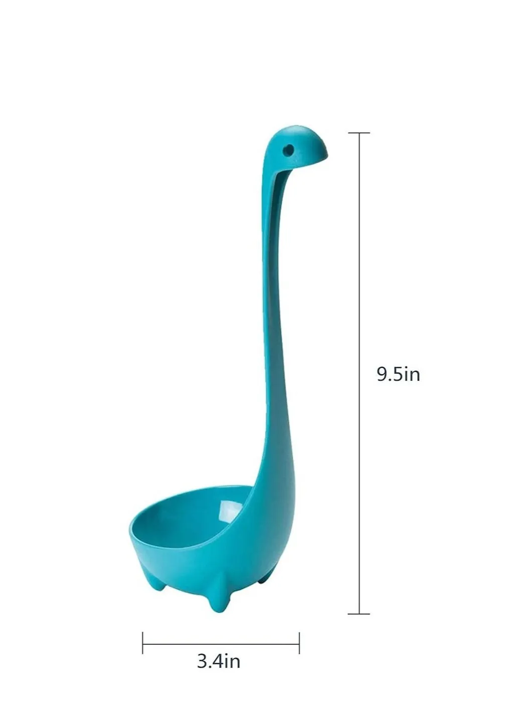 Soup Ladle Spons Loch Ness Monster Spoon Cute Kitchenware Household Gadgets 3 PCS Dinosaur Long Handle Standing Plastic Generic Cartoon Design (Lake Blue/Grass Green/Rose Red)-2