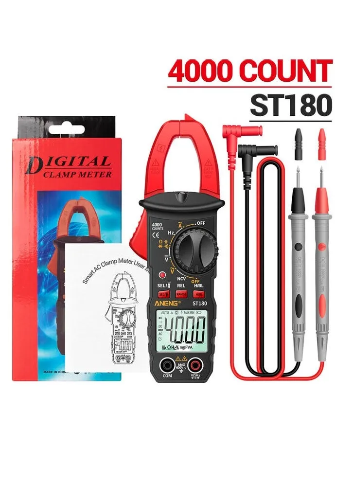 ST180 4000 Counts Digital Clamp Meter Multimeter Clip Multimeter Voltmeter Ammeter AC DC Voltage AC Current Meter NCV Tester Universal Meter Tester Current Clamp Meter-1