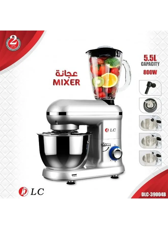 خلاط قائم مع وعاء من الفولاذ المقاوم للصدأ وخلاط 5.5 L 800 W DLC-39004B فضي / شفاف-2