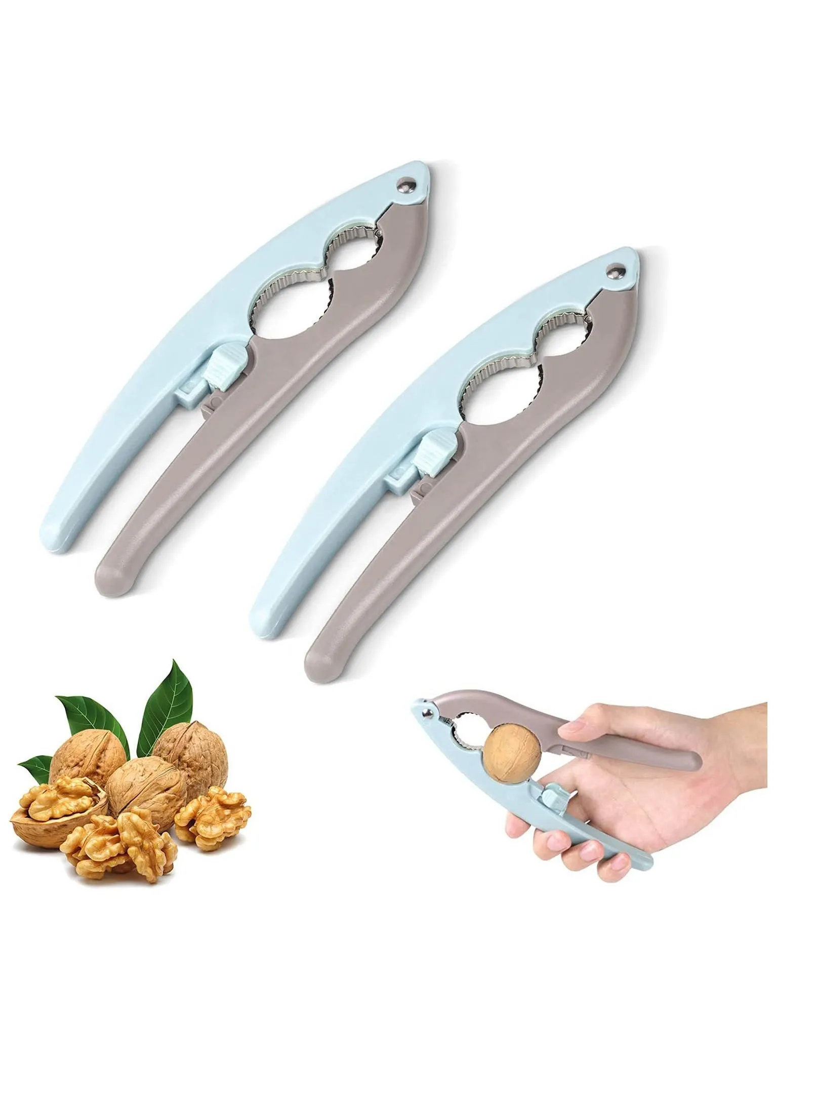 SYOSI Nutcracker Double Clamp Mouth Design Non-Slip Handle Nut Cracker Nut Crackers Designed for Nuts with Hard Shells Labor-Saving Multifunctional Nut Crackers for All Nuts 2PCS-1