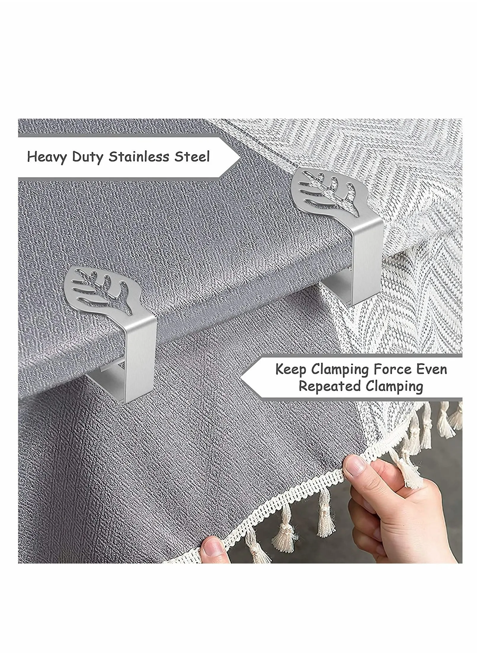 Table Cloth Clip 8 Pcs Stainless Steel Thickened Adjustable Table Cover Clamps Table Cloth Holders for Home Picnic Party Wedding Outdoor and Indoor-2