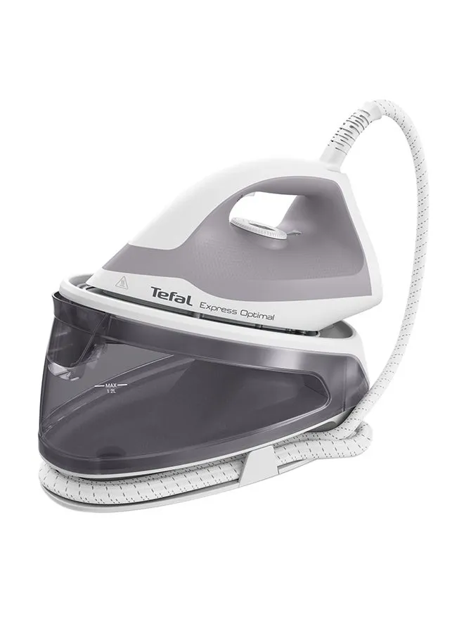 TEFAL Express Optimal Steam Generator Iron | Powerful Steam | 5.3-Bar Pump | 250 g/min | Steam Boost | Ultra-Compact Frame | Calc Clear Technology | Xpress Glide Soleplate | 1.2 L 2200 W SV4111M0 Dove and white-1