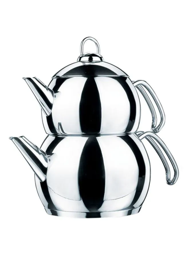 طقم إبريق الشاي تومبيك فضي Small Teapot: 1.1, Big Teapot: 2لترات-1