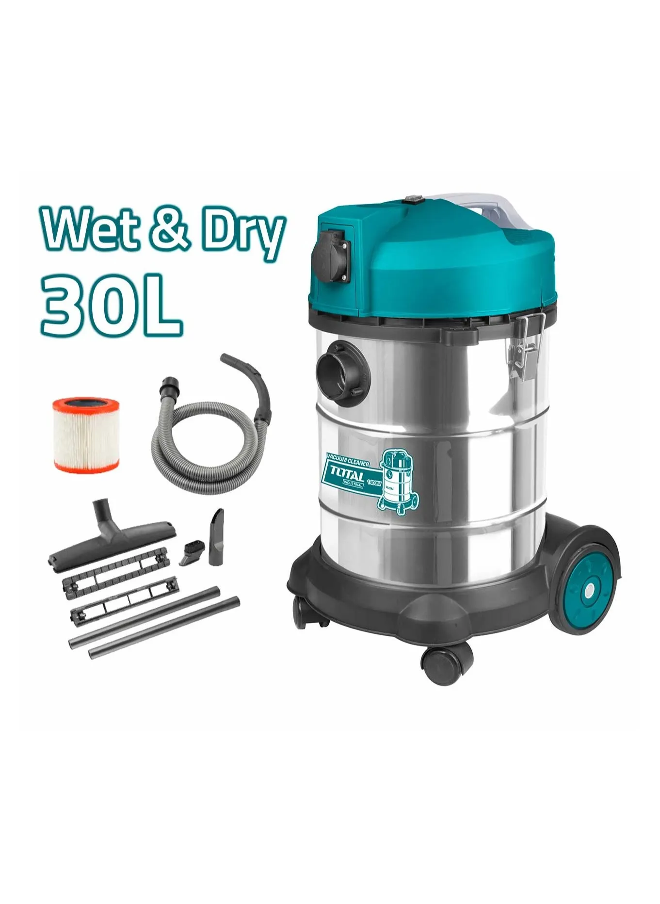 TOTAL Vacuum Cleaner Wet And Dry 1300W 30 L TVC13301-2