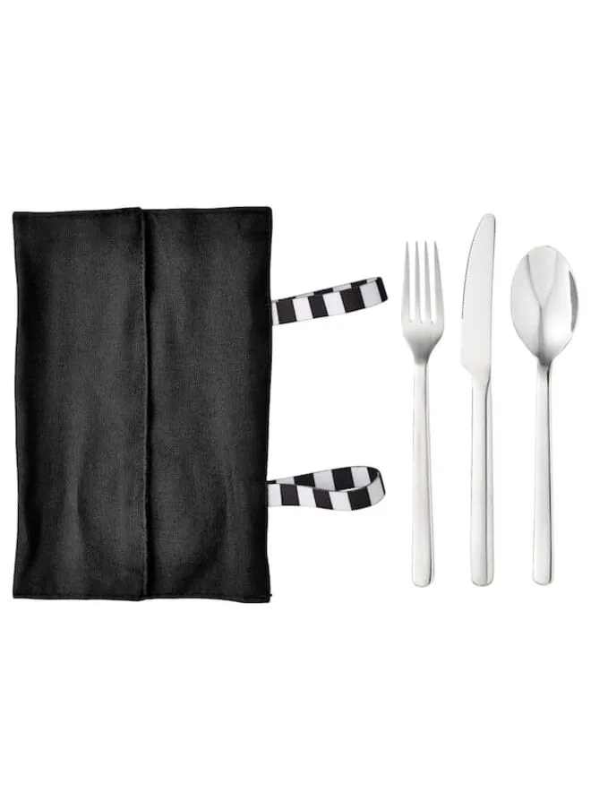 Travel cutlery with case stainless steel/black-1