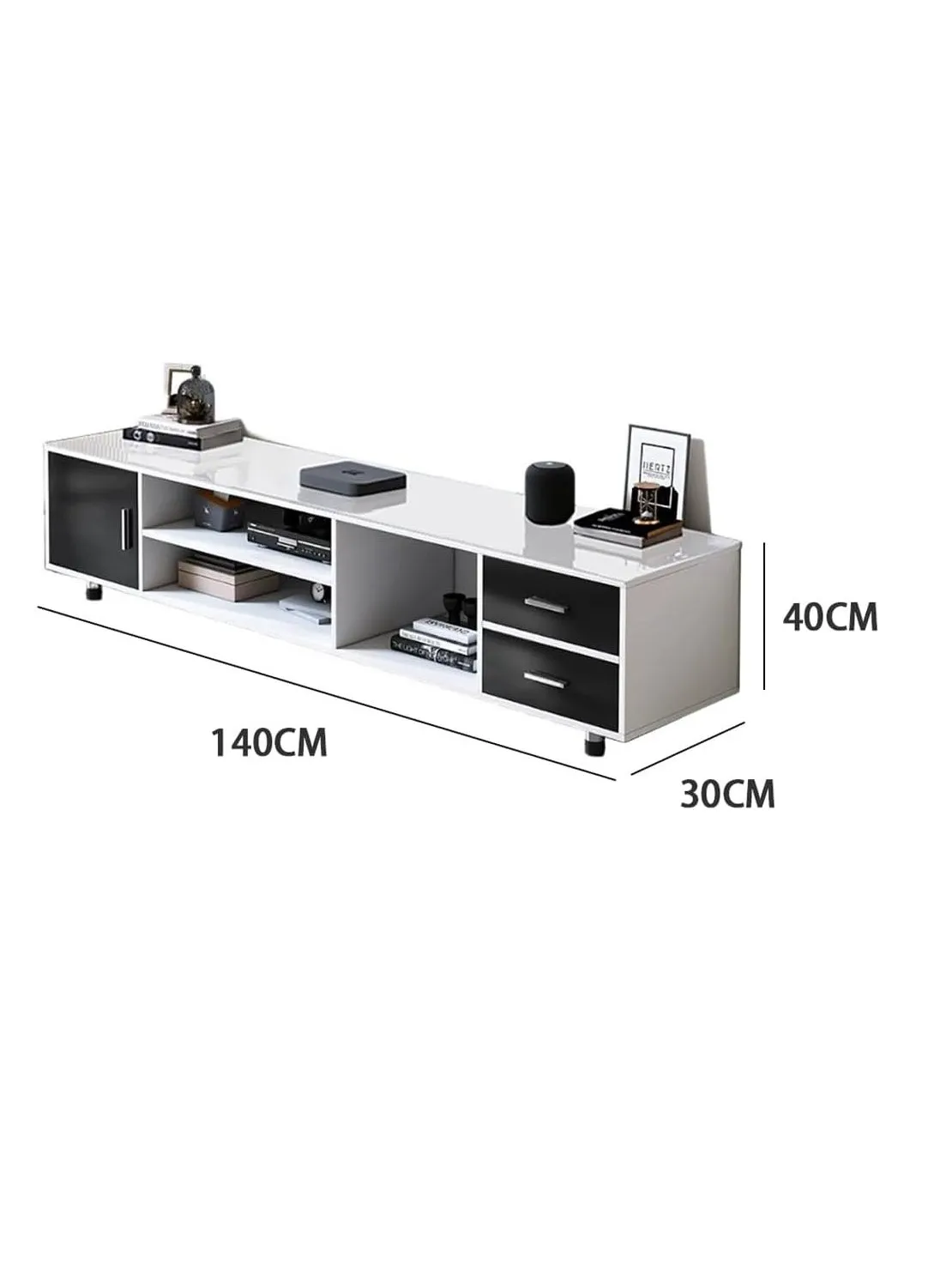 حامل تلفزيون، خزانة تلفزيون حديثة، حامل خزانة تلفزيون بسيط، طاولة تلفزيون حديثة للتلفزيون، خزانة أرضية صغيرة للشقة الصغيرة، خزانة تخزين الخلفية (DSG015-140*30*40 سم)-2