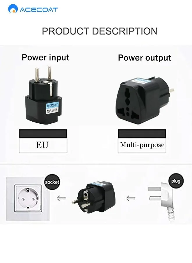 محول السفر من المملكة المتحدة إلى الاتحاد الأوروبي - شاحن طاقة حائطي - 3 دبابيس سعودي/الإمارات العربية المتحدة إلى 2 دبوس ألمانيا/فرنسا، محول مقبس محول أوروبي - أسود-2