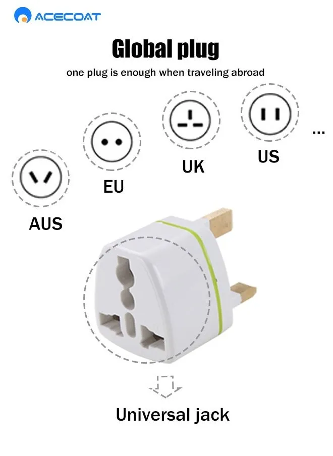 محول قابس طاقة شامل للسفر، محول قابس طاقة بـ 3 دبابيس مناسب لقابس استرالي/بريطاني/اوروبي/امريكي، محول قابس طاقة للاستخدام في العمل والعطل والفندق والمطار، عبوة من 3 قطع-2