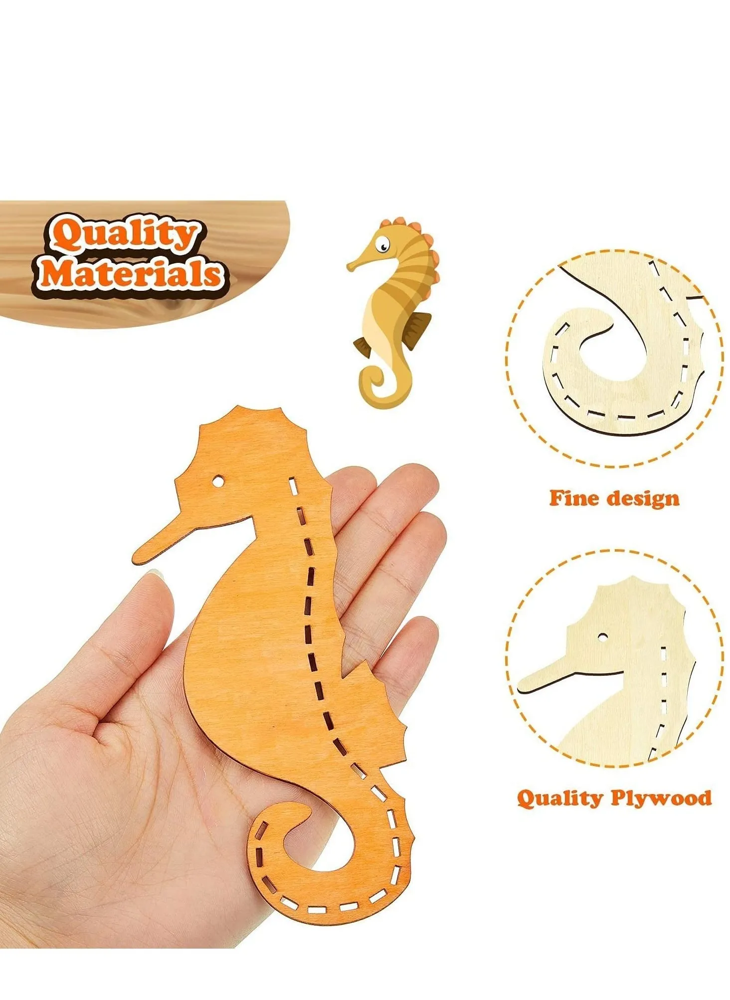 Unfinished Wooden Paint Crafts Wood Cutouts Ocean Animals for Kids Home Decor Ornament DIY Craft Art Project, Octopus, Shark, Whale, Dolphin, Seahorse, Fish, Starfish Shape 28 Pieces-2