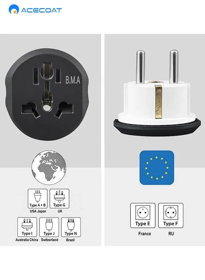 محول قابس محول السفر العالمي، 16 أمبير 2500 وات الولايات المتحدة/أستراليا/المملكة المتحدة إلى الاتحاد الأوروبي قابس طاقة شاحن الحائط، مقبس توصيل 2/3 دبوس إلى 2 دبوس لإسبانيا وإيطاليا واليونان وتركيا-2