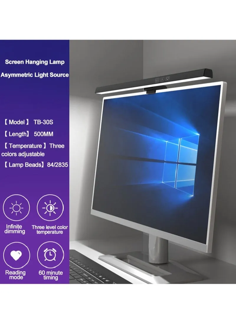ضوء شاشة كمبيوتر USB ، مصباح معلق للكمبيوتر المحمول LED ، سطوع / لون قابل للتعديل ، مناسب للمكتب / المنزل / اللعبة / سطح المكتب الأسود 500 مم-2