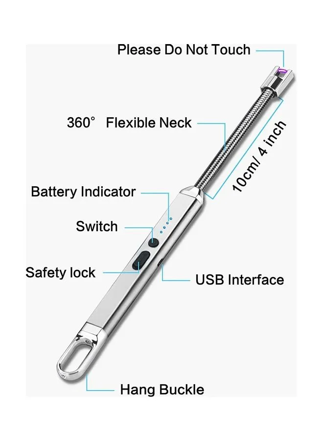 ولاعة إشعال إلكترونية قابلة للشحن بمنفذ USB فضي-2