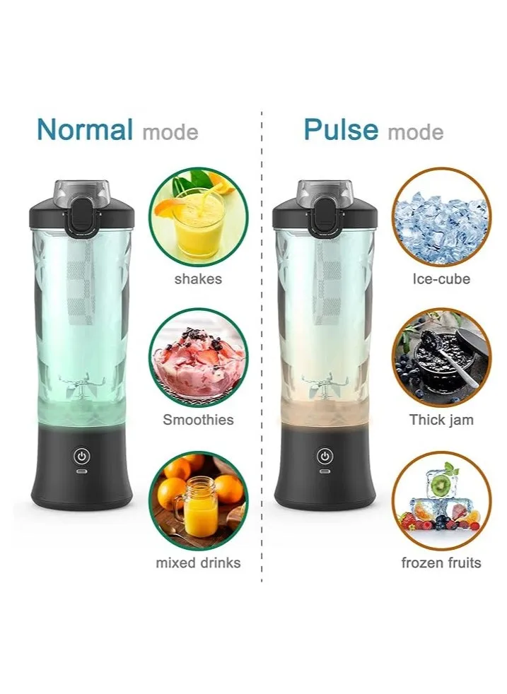 USB Rechargeable On the Go Portable Blender for Shakes and Smoothies with 600ml Stainless Steel 6 Blades-1