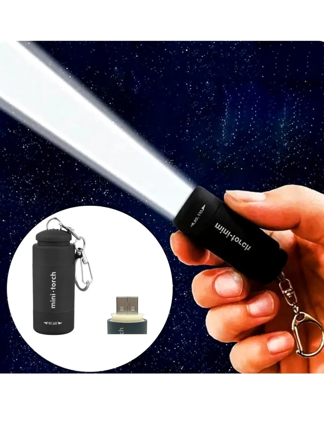 كشاف صغير LED مع سلسلة مفاتيح مضاد للماء قابل للشحن USB-1