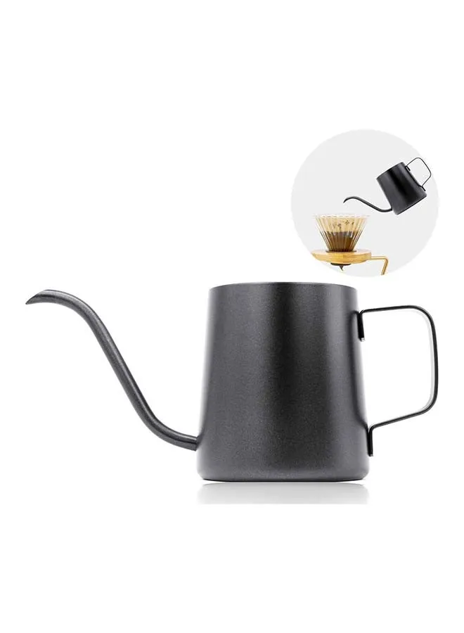 V60 صب فوق غلاية عنق الإوزة صنبور طويل ضيق مع غطاء إبريق شاي القهوة بالتنقيط أسود 350 مل أسود 350ملليلتر-1