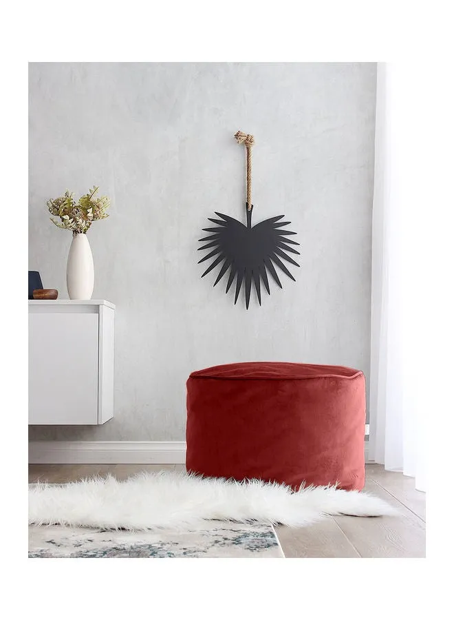 Velvet Round Bean Bag Microfiber Filler Red 60x60x20cm-2