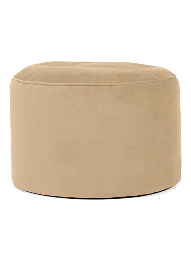 Velvet Round Bean Bag Pouf Beige 55x55x35cm-1