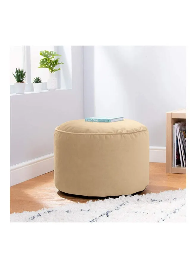 Velvet Round Bean Bag Pouf Beige 55x55x35cm-2