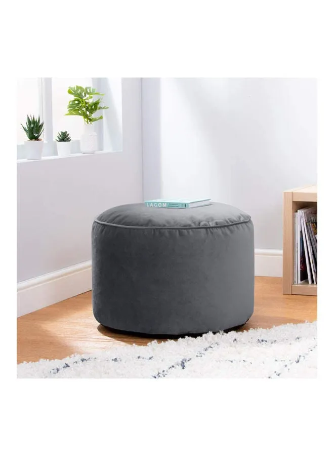 Velvet Round Bean Bag Pouf Grey 55x55x35cm-2