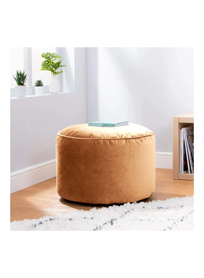 Velvet Round Bean Bag Pouf Light Brown 55x55x35cm-2