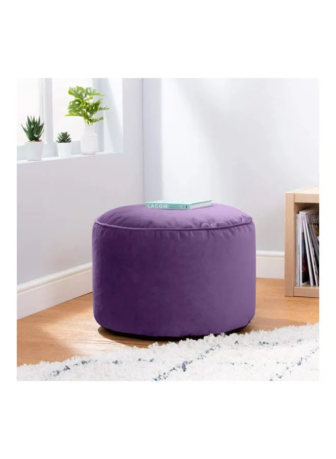 Velvet Round Bean Bag Pouf Purple 55x55x35cm-2