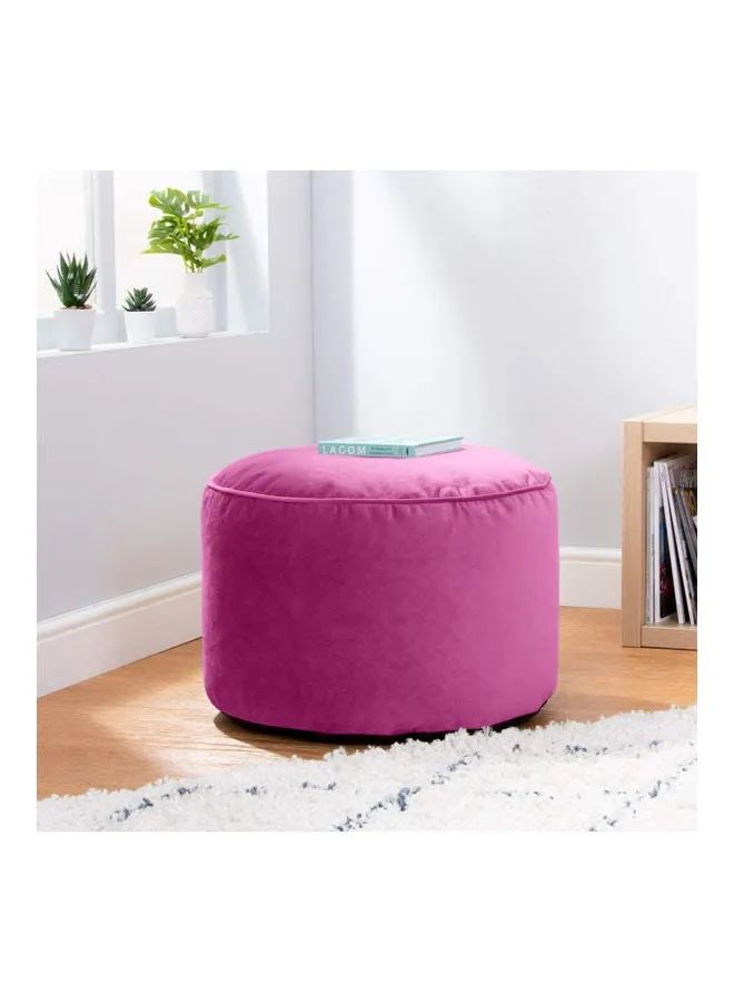 Velvet Round Bean Bag Pouffe Dark Pink 55x55x35cm-2