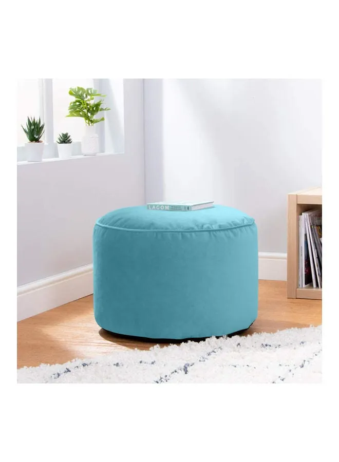 Velvet Round Bean Bag Pouffe Turquoise 55x55x35cm-2