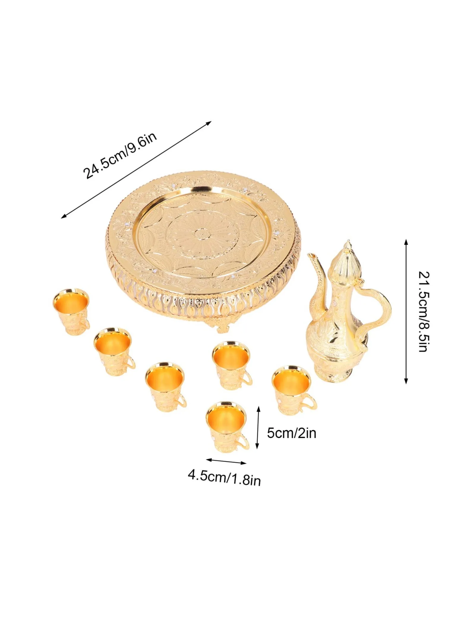 طقم إبريق قهوة تركي عتيق، طقم شاي تركي مع 6 فناجين قهوة، إبريق شاي ومجموعة أكواب لشخص واحد، مجموعة خدمة الشاي لتزيين طاولة الشاي المنزلية، هدية زفاف، حفلة شاي منزلية-2