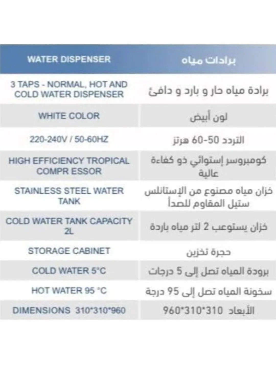 موزع مياه حار / بارد / معتدل باللون الأبيض - DN600 - سعة التبريد 2 لتر-2