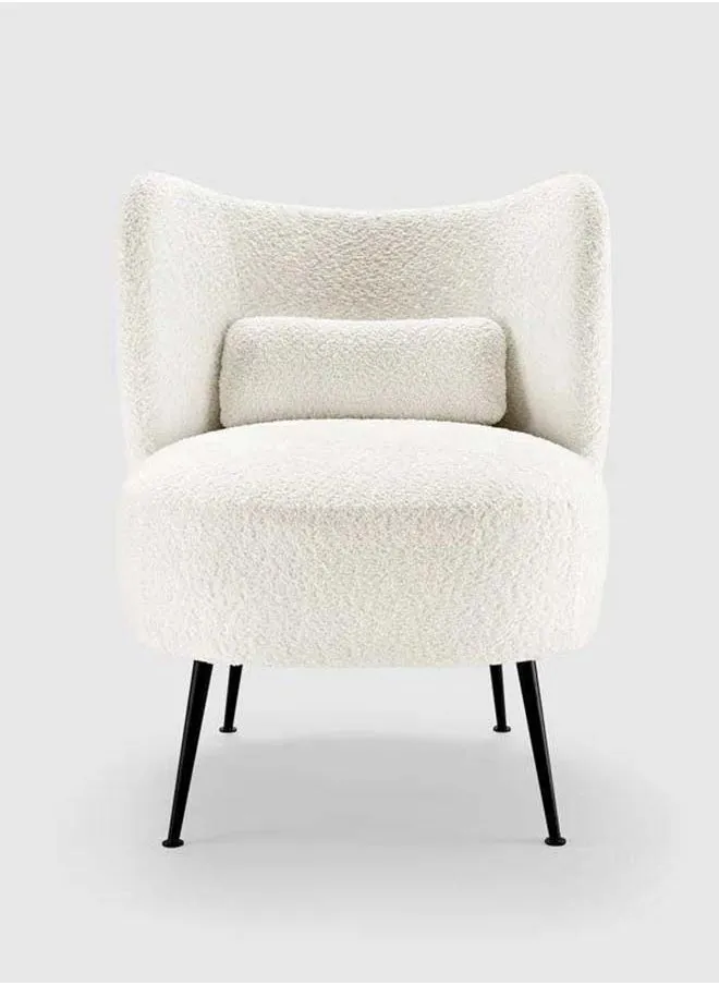 White Boucle Chair Swedish Wood By Alhome 80x85 cm-1