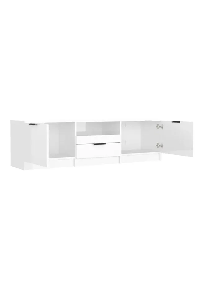 White TV Table: Stylish and Spacious Entertainment Center in Compressed Wood-2