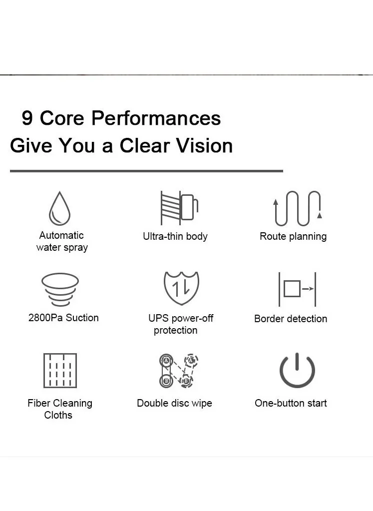 روبوت ذكي أوتوماتيكي لتنظيف زجاج النوافذ مع رذاذ الماء بالموجات فوق الصوتية والتحكم في النوافذ الخارجية والداخلية والطاولات والبلاط والأسقف HCR-10 80W 2800pA-2