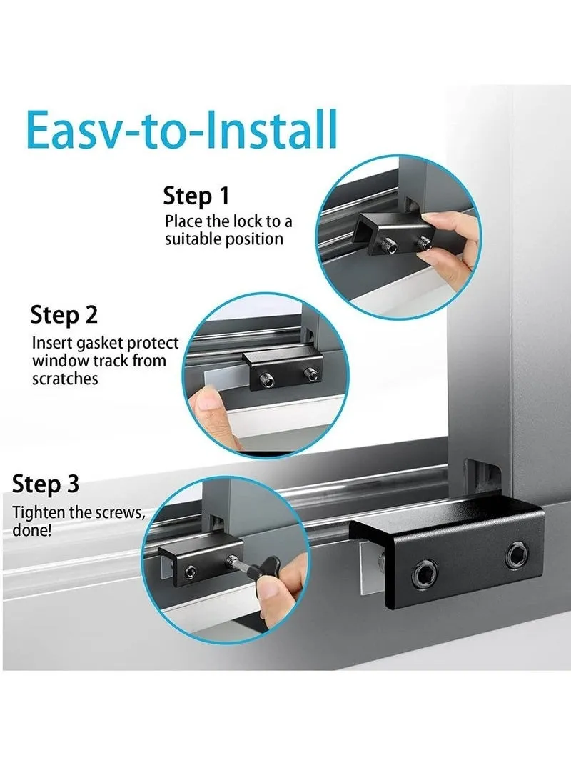 أقفال النوافذ، 4 أطقم أقفال النوافذ الجانبية مع مفتاح-2